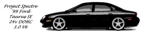 1999 Ford Taurus - A black 1999 Ford Taurus SE sedan is depicted with custom wheels and accompanying text.