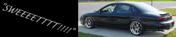 Signature banner with "SWEEEETTTT!!!!" text and a lowered dark Taurus sedan on chrome wheels
