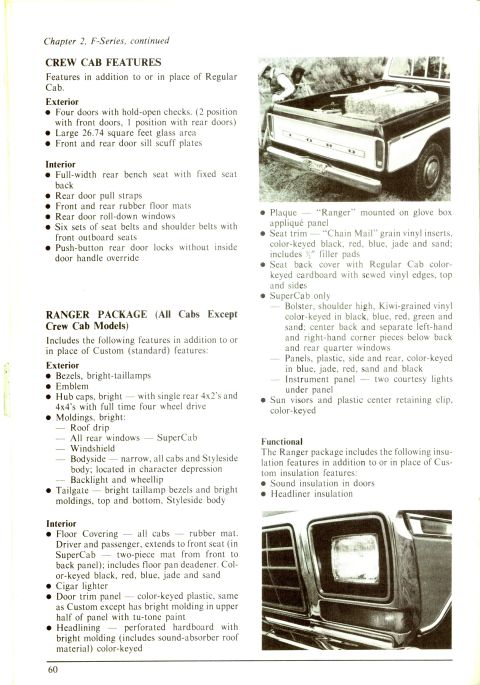 1979 Ford Bronco - This document page describes F-Series truck features and includes two illustrative photographs.