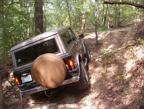 1975 Ford Bronco - The burm where the "gate" trail joins the "sled" trail.