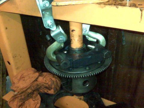 1995 Ford Bronco - Close-up view of a differential gear assembly, likely during a rebuild or installation process.