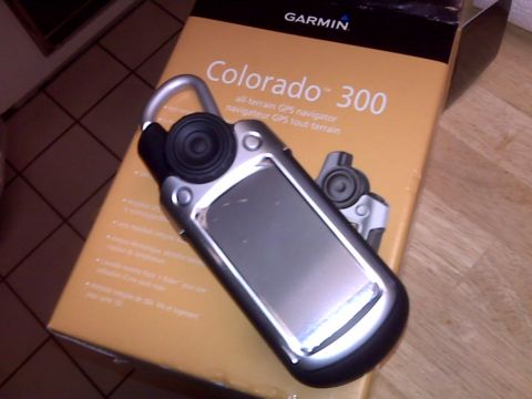 2008 Jeep Wrangler - A Garmin Colorado 300 GPS navigator rests on its product packaging.