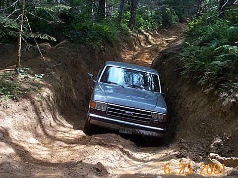 1989 Ford F-150 - Pulling out of the hole near the South end of University Fire Power trail #10.