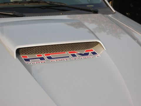 1998 Ford Crown Victoria - A silver hood scoop features a "HCM HARD CORE MUSCLES" decal, suggesting a performance modification.