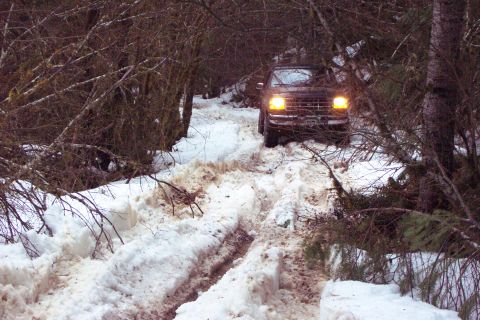 1989 Ford F-150 - On the next trail we found some very wet crusty snow. It wasn't very deep but was very nasty wet stuff. At one point I managed to get prett…