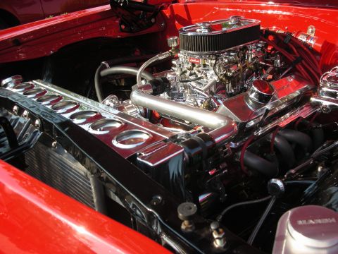 1998 Ford Crown Victoria - Custom V8 engine bay chrome components and performance parts.