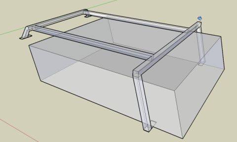 1990 Ford Bronco - A 3D rendering depicts a truck bed rack and cap, presented from a 3/4 front perspective.