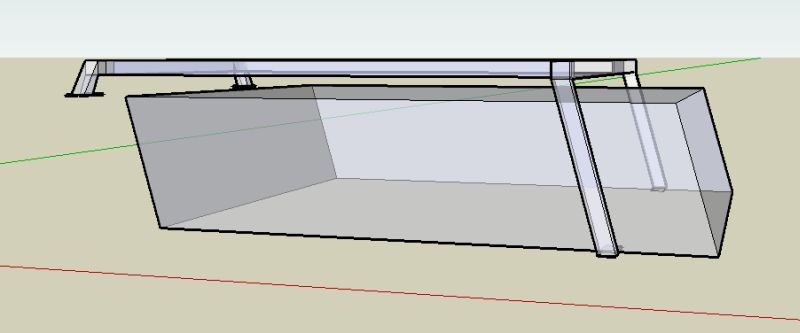 SketchUp 3D model of a roof rack rail over a box