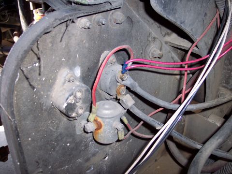 1981 Kenworth W900A - Detail view of electrical components and wiring, likely from the engine bay of a truck.