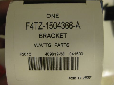 1995 Ford Bronco - Box for a bracket part, labeled F4TZ-1504366-A, with accompanying parts and a barcode.