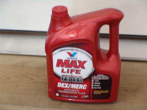 1996 Ford Bronco - A red bottle of Valvoline Max Life Dex/Merc Automatic Transmission Fluid is shown.