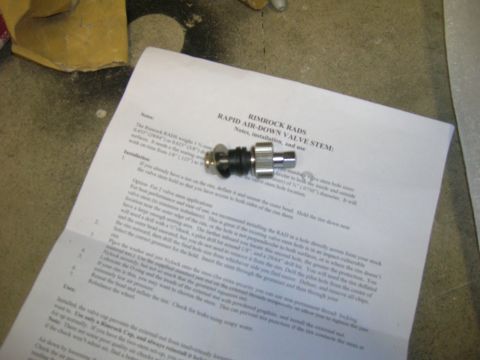 1996 Ford Bronco - Instructions for a Rimrock Rads Rapid Air-Down Valve Stem are shown with the valve stem.