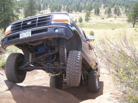 1993 Ford Bronco - This 1993 Ford Bronco is navigating a rocky off-road course.