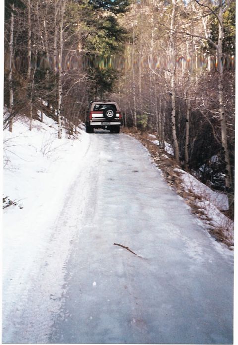 1996 Ford Bronco - Looking up the Ice hill. This was SLIPPERY!