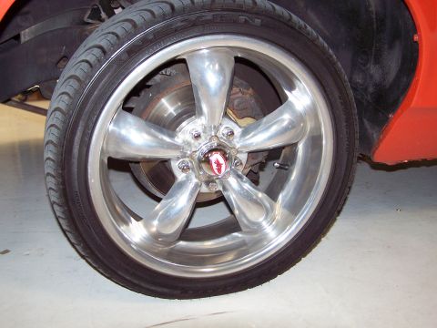 1973 Ford Ranchero - front wheel and stock brake rotor, before upgrade.
