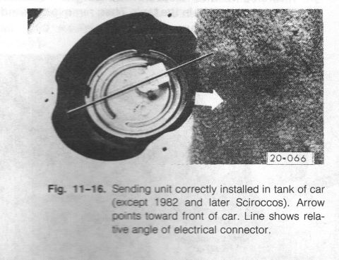 1983 Volkswagen Rabbit - fuel level sending unit installation