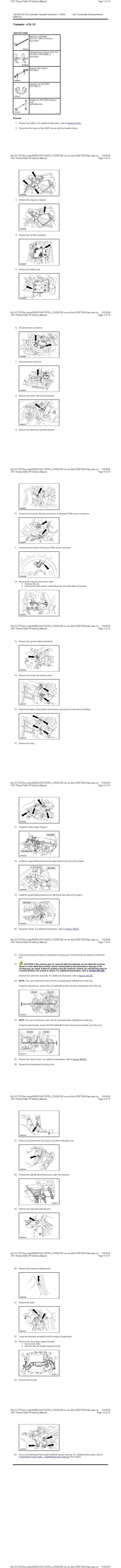 1901 Ford Taurus - Transaxle Removal 3.0L " 2V "