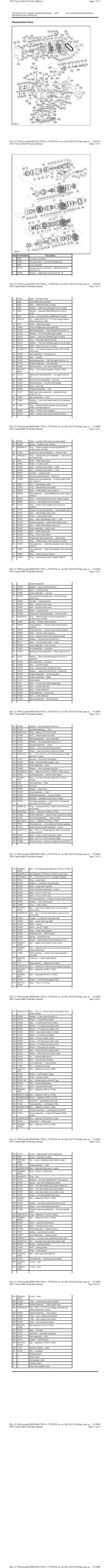 1901 Ford Taurus - AX4S Disassembled + Parts numbers + Part names