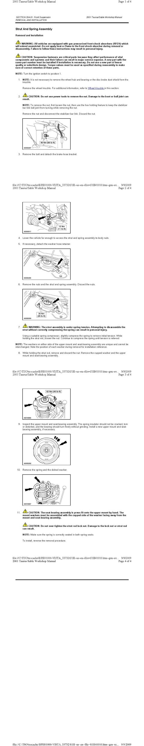 2001 Ford Taurus - Strut And Spring Assembly