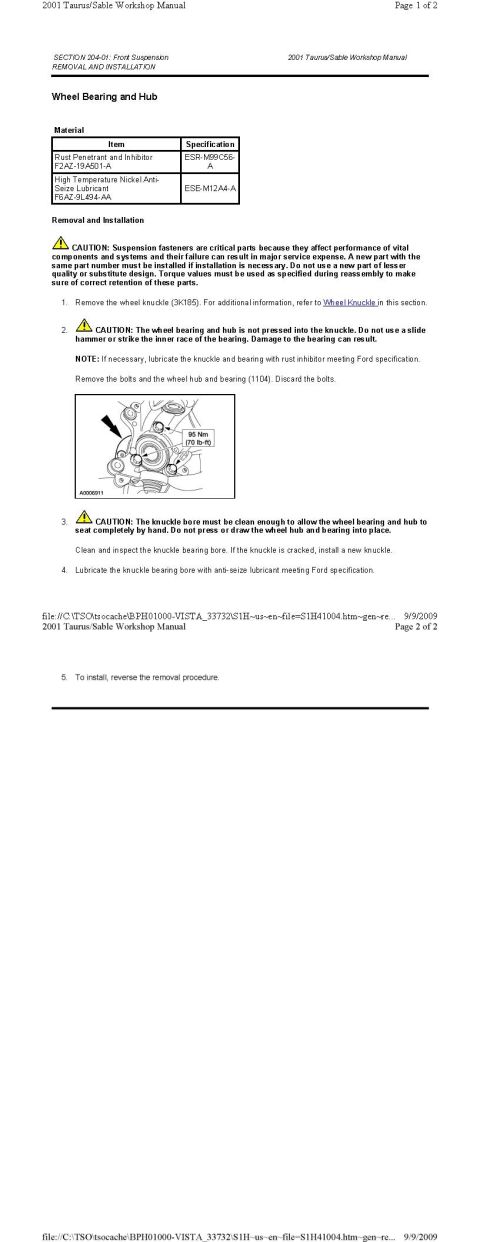 2001 Ford Taurus - Wheel Bearing and Hub