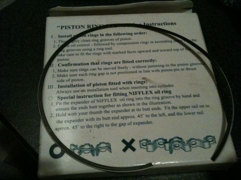 1993 Toyota 4Runner - Piston ring set with detailed installation instructions for proper engine assembly.