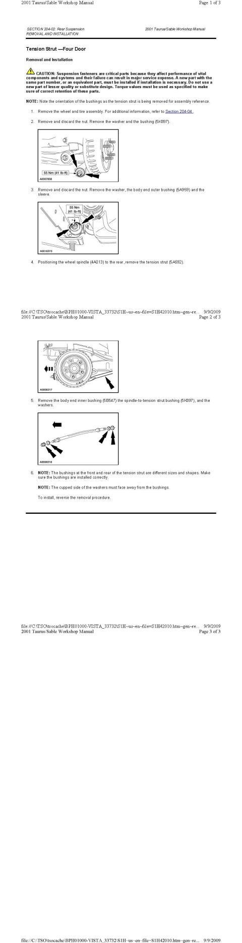 2001 Ford Taurus - Tension Strut Four Door