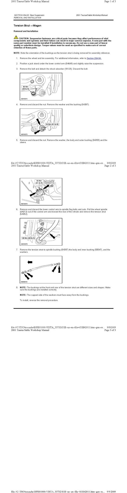 2001 Ford Taurus - Tension Strut Wagon