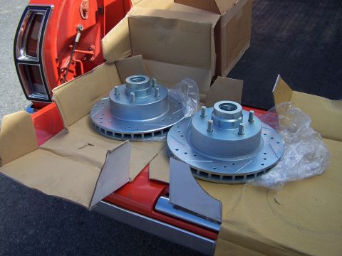 1973 Ford Ranchero - these are the new brake rotors I am installing, from I-Rotors {E-Bay}; they are the same diameter as stock, 10.7" {no one makes hi-perf rot…