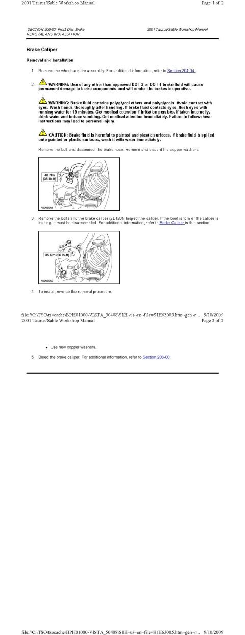 2001 Ford Taurus - Brake Caliper Removall + Installation