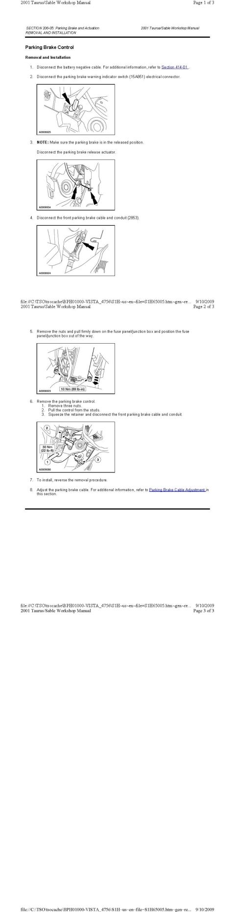 2001 Ford Taurus - Parking Brake Control Removal + Installation