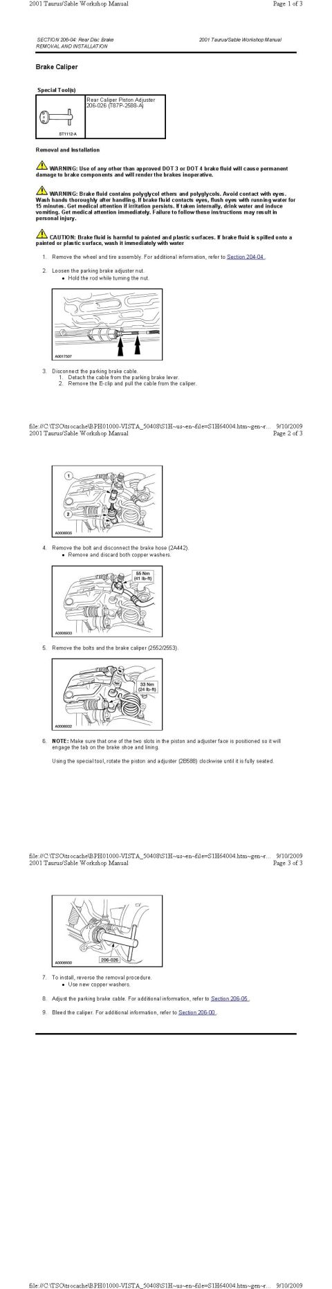 2001 Ford Taurus - Rear Brake Caliper Removal + Installation