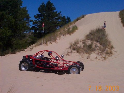 1987 Ford Supercrewzer - Thom's buggy, Debbie and Helen on the hill