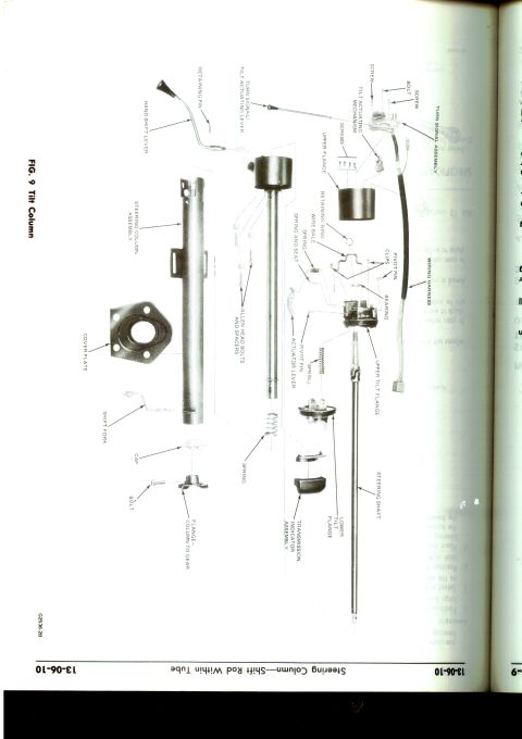 1979 Ford Bronco - Exploded view diagram detailing the components of a vehicle's steering column assembly.