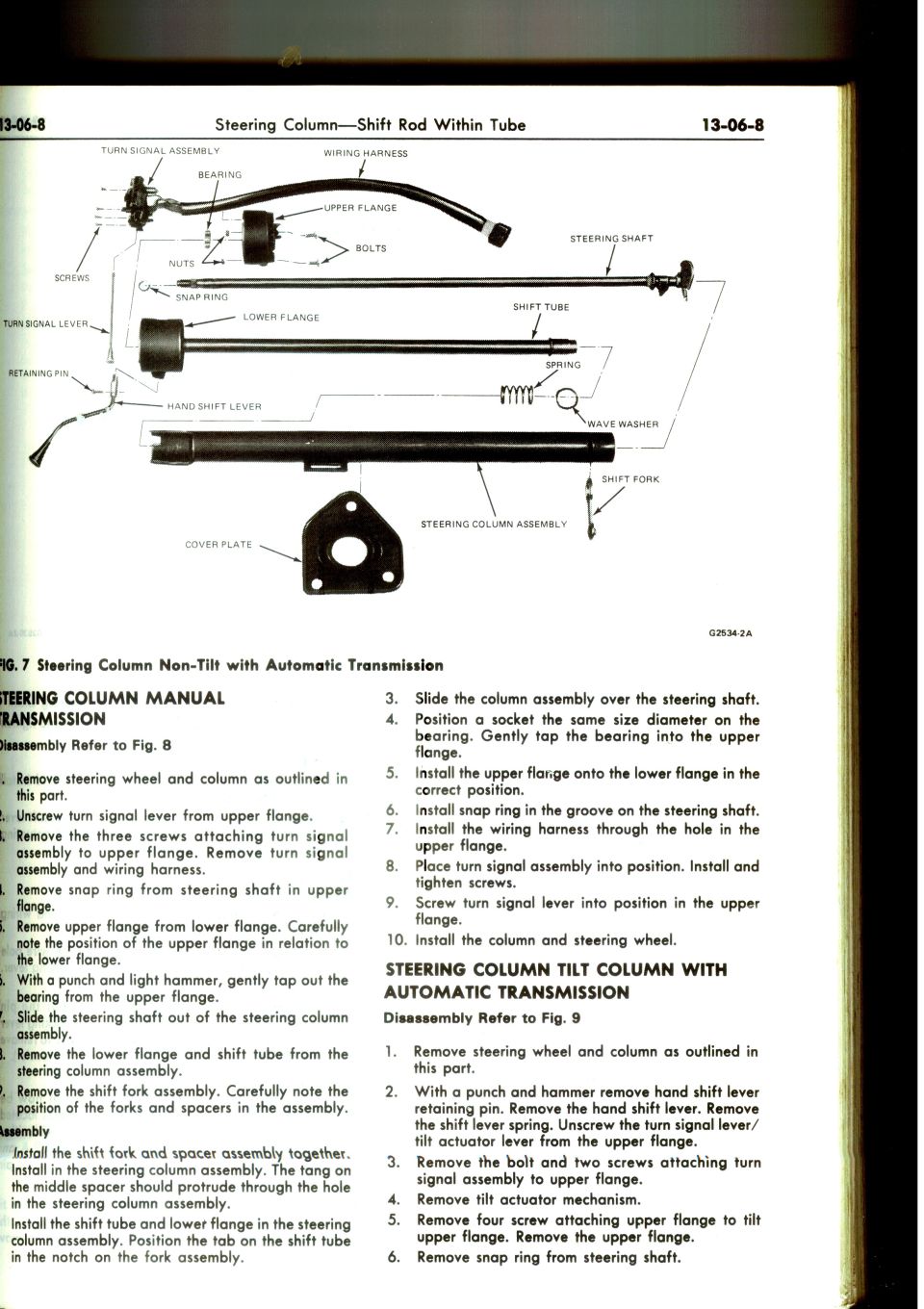 Ford steering column non-tilt manual transmission exploded parts diagram 13-06-8 Fig. 7