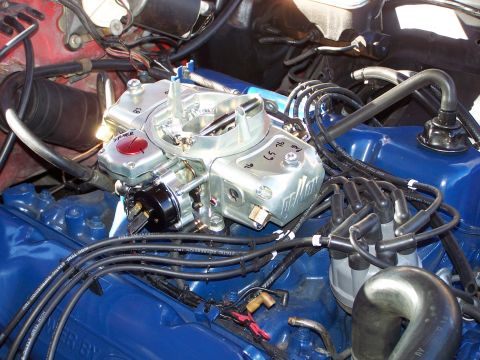 1973 Ford Ranchero - old Holley has been removed and new carb installed.