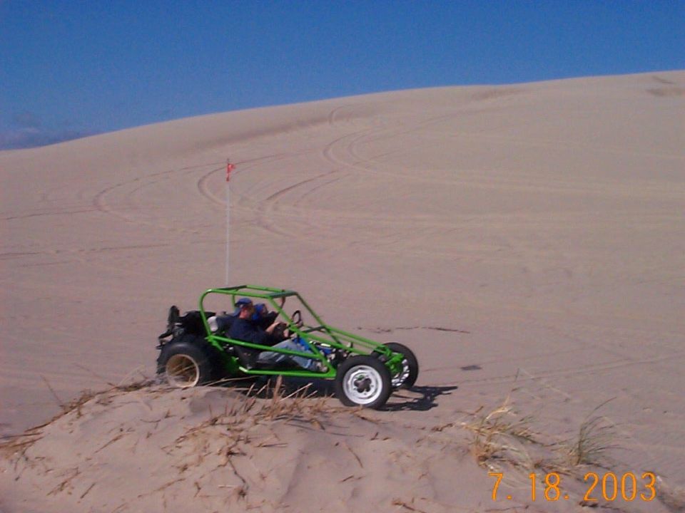 Kevin driving Chris's buggy