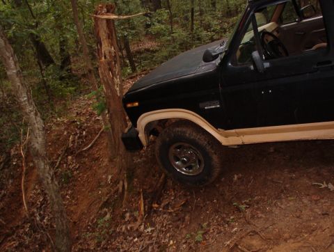 1983 Ford Bronco - This is the stump that broke my grille guard last time. So while the guard is off for repairs, I'm letting it taste the bumper.
