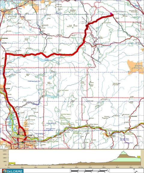 1996 Ford Bronco - Oregon Trail to Kaner Flat Campground. (I-5, US 12, SR 123, SR 410, FS Rd 19, FS Rd 70; 195 miles, 3:46) (7/12/2002)