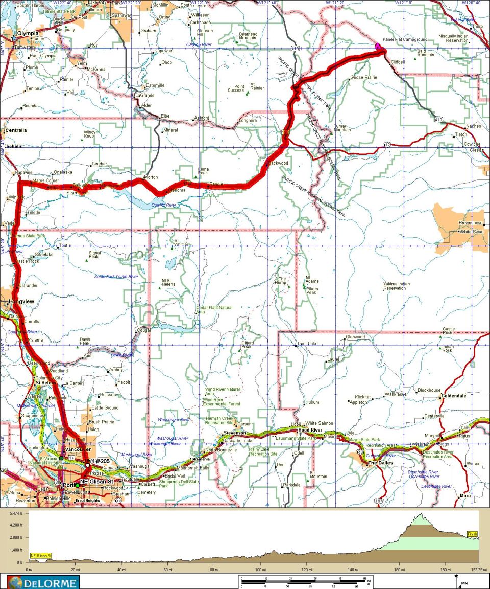 Oregon Trail to Kaner Flat Campground. <br>(I-5, US 12, SR 123, SR 410, FS Rd 19, FS Rd 70; 195 miles, 3:46) <br>(7/12/2002)