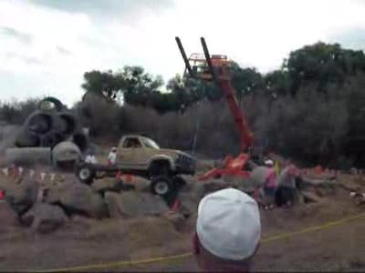 Ford Bronco - F250 beng recovered from rocks.