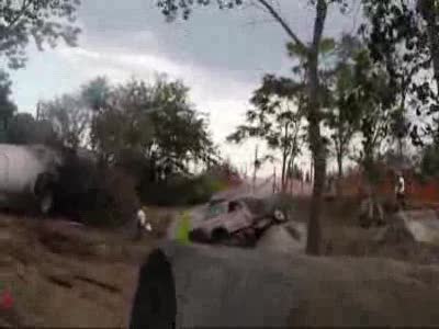 Ford Bronco - f250 going up trail backward and into a tree
