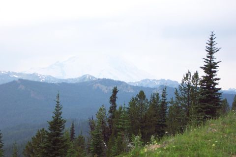 1996 Ford Bronco - Mount Rainier in the clouds. (View from Ravens Roost)(7/13/2002)