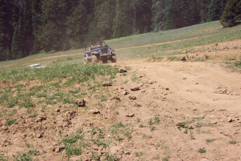 1996 Ford Bronco - Laura Foxworthy on the hill climb to Funny Rocks/Moon Rooks. (7/14/2002)