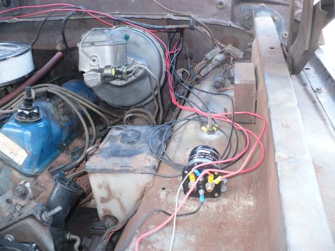 1979 Ford Bronco - 200 amp relay. Power from the battery goes to a fuse box. The other power wire from the battery goes to a switch. From the switch it goes t…