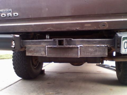 1979 Ford Bronco - This photo shows a custom-built rear bumper with a hitch receiver, attached to a Ford vehicle.