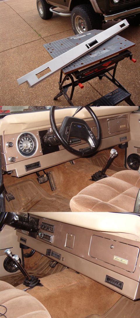 1975 Ford Bronco - Dash Extension Frank didn't want to see the A/C hoses & wiring under the dash, so I slapped this together. It's a piece of Aluminum gutter…