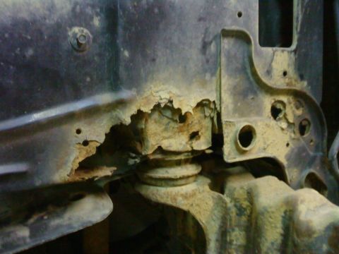 1995 Ford Bronco - passenger side of core support, its rusted in half at the mount I could pic it up about 6" off of the rest