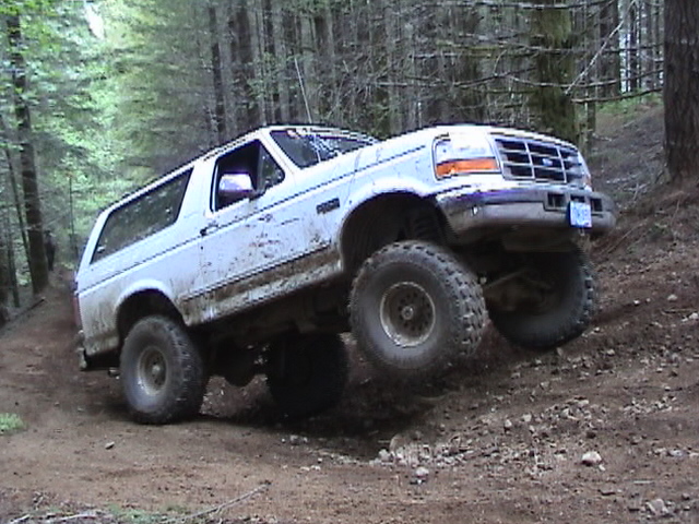 Rounding a Corner on Bates Road Trail and Getting a Little Air.  (5/25/2003)