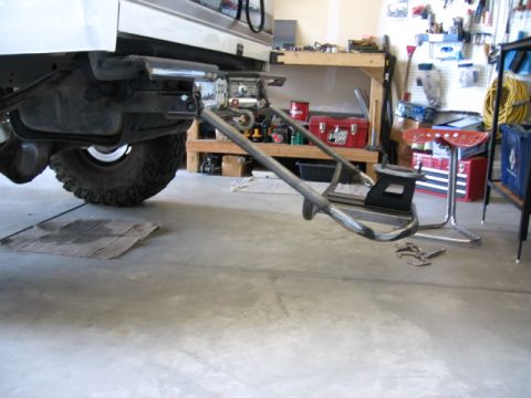 1995 Ford Bronco - Custom frame mount drop down tire carrier installed on the rear of a vehicle.
