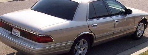 1997 Mercury Grand Marquis - This 1997 Mercury Grand Marquis is seen from a three-quarter front perspective.